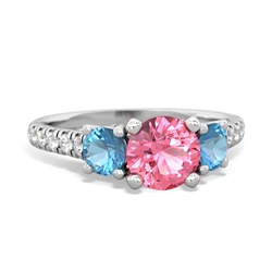 Lab Pink Sapphire Pave Trellis 14K White Gold ring R5500