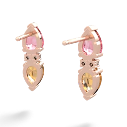 Lab Pink Sapphire Bowtie Drop 14K Rose Gold earrings E0865