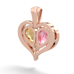 Lab Pink Sapphire Two Become One 14K Rose Gold pendant P5330