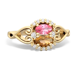 Lab Pink Sapphire Love Nest 14K Yellow Gold ring R5860