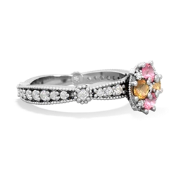 Lab Pink Sapphire Sparkling Tiara Cluster 14K White Gold ring R26293RD