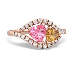 Lab Pink Sapphire Mother And Child 14K Rose Gold ring R3010