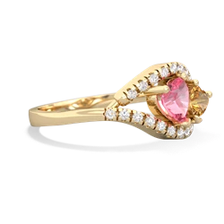 Lab Pink Sapphire Mother And Child 14K Yellow Gold ring R3010