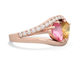 Lab Pink Sapphire Nestled Heart Keepsake 14K Rose Gold ring R5650