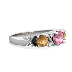 Lab Pink Sapphire Hugs And Kisses 14K White Gold ring R5016