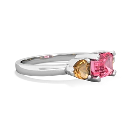 Lab Pink Sapphire Three Stone 14K White Gold ring R5235