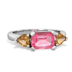 Lab Pink Sapphire Three Stone 14K White Gold ring R5235