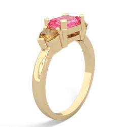 Lab Pink Sapphire Three Stone 14K Yellow Gold ring R5235