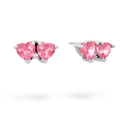 Lab Pink Sapphire Sweethearts 14K White Gold earrings E5260