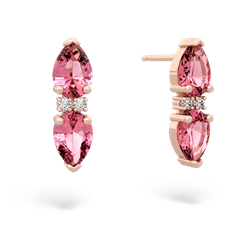 Lab Pink Sapphire Bowtie Drop 14K Rose Gold earrings E0865