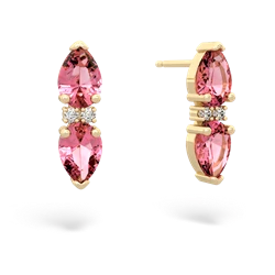 Lab Pink Sapphire Bowtie Drop 14K Yellow Gold earrings E0865