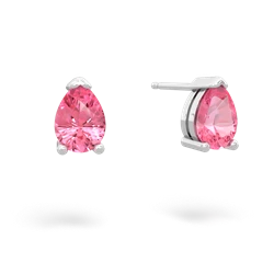 Lab Pink Sapphire Teardrop Stud 14K White Gold earrings E1793