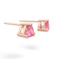 Lab Pink Sapphire 5Mm Trillion Stud 14K Rose Gold earrings E1858