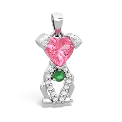 Lab Pink Sapphire Puppy Love 14K White Gold pendant P5800