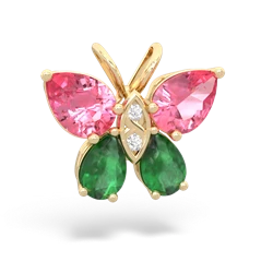 Lab Pink Sapphire Butterfly 14K Yellow Gold pendant P2215