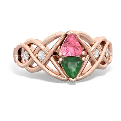 Lab Pink Sapphire Keepsake Celtic Knot 14K Rose Gold ring R5300