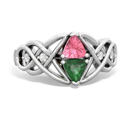 Lab Pink Sapphire Keepsake Celtic Knot 14K White Gold ring R5300