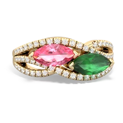 Lab Pink Sapphire Diamond Rivers 14K Yellow Gold ring R3070