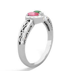 Lab Pink Sapphire Filligree 'One Heart' 14K White Gold ring R5070