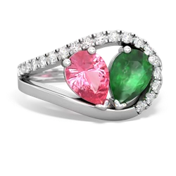 Lab Pink Sapphire Nestled Heart Keepsake 14K White Gold ring R5650