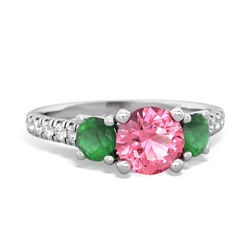 Lab Pink Sapphire Pave Trellis 14K White Gold ring R5500