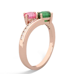 Lab Pink Sapphire Channel Set Two Stone 14K Rose Gold ring R5303