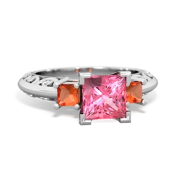 Lab Pink Sapphire Eternal Embrace Engagement 14K White Gold ring C2001