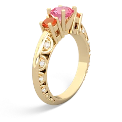 Lab Pink Sapphire Art Deco Eternal Embrace Engagement 14K Yellow Gold ring C2003