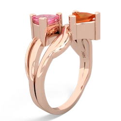 Lab Pink Sapphire Split Band Swirl 14K Rose Gold ring R2341