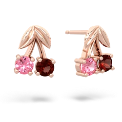 Lab Pink Sapphire Sweet Cherries 14K Rose Gold earrings E7001