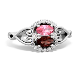 Lab Pink Sapphire Love Nest 14K White Gold ring R5860