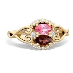 Lab Pink Sapphire Love Nest 14K Yellow Gold ring R5860