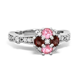 Lab Pink Sapphire Sparkling Tiara Cluster 14K White Gold ring R26293RD