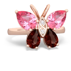 Lab Pink Sapphire Butterfly 14K Rose Gold ring R2215