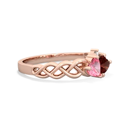 Lab Pink Sapphire Heart To Heart Braid 14K Rose Gold ring R5870