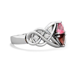 Lab Pink Sapphire Keepsake Celtic Knot 14K White Gold ring R5300