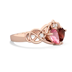 Lab Pink Sapphire 'One Heart' Celtic Knot Claddagh 14K Rose Gold ring R5322