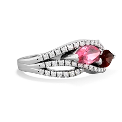 Lab Pink Sapphire Diamond Rivers 14K White Gold ring R3070