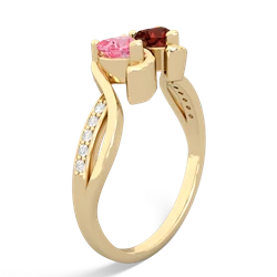 Lab Pink Sapphire Side By Side 14K Yellow Gold ring R3090