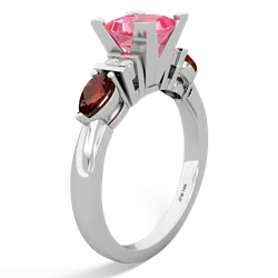 Lab Pink Sapphire 6Mm Princess Eternal Embrace Engagement 14K White Gold ring C2002