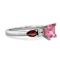 Lab Pink Sapphire 6Mm Princess Eternal Embrace Engagement 14K White Gold ring C2002