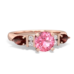 Lab Pink Sapphire 6Mm Round Eternal Embrace Engagement 14K Rose Gold ring R2005