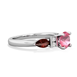 Lab Pink Sapphire 6Mm Round Eternal Embrace Engagement 14K White Gold ring R2005