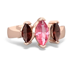 Lab Pink Sapphire Three Peeks 14K Rose Gold ring R2433