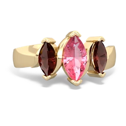 Lab Pink Sapphire Three Peeks 14K Yellow Gold ring R2433