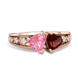 Lab Pink Sapphire Heart To Heart 14K Rose Gold ring R3342