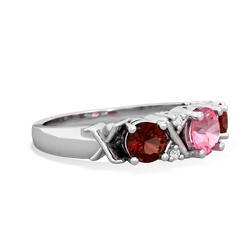 Lab Pink Sapphire Hugs And Kisses 14K White Gold ring R5016