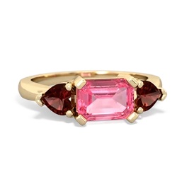 Lab Pink Sapphire Three Stone 14K Yellow Gold ring R5235