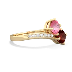 Lab Pink Sapphire Channel Set Two Stone 14K Yellow Gold ring R5303