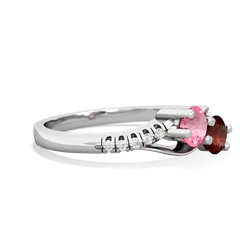 Lab Pink Sapphire Infinity Pave Two Stone 14K White Gold ring R5285